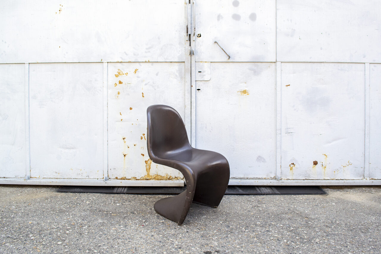 Panton Chair Pelle Marrone